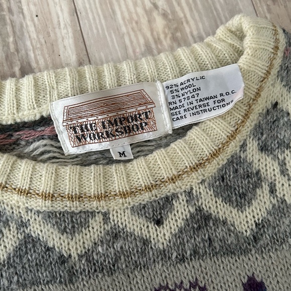 Vintage Patterned Wool Blend Sweater - Picture 3 of 9